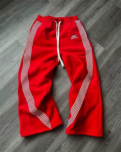 Y2K Gray Casual Pants Vintage Functional Tactical Men'S Women'S Premium Jogging Wide Leg Pants Drawstring Streetwear Sweatpants