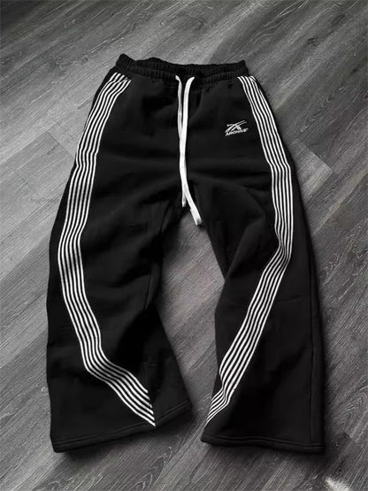 Y2K Gray Casual Pants Vintage Functional Tactical Men'S Women'S Premium Jogging Wide Leg Pants Drawstring Streetwear Sweatpants