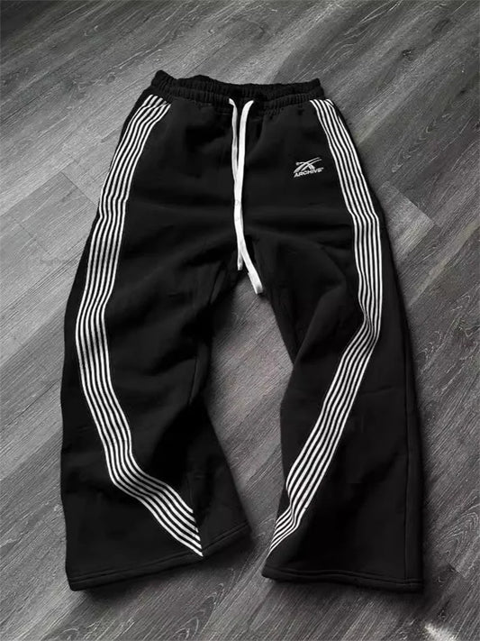 Y2K Gray Casual Pants Vintage Functional Tactical Men'S Women'S Premium Jogging Wide Leg Pants Drawstring Streetwear Sweatpants