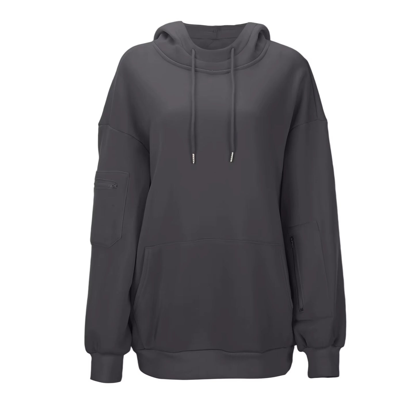 Casual Loose Long Sleeve Solid Color Sweatshirt Women'S Autumn Winter Fashion Comfortable All-Match Simple Design Hoodie