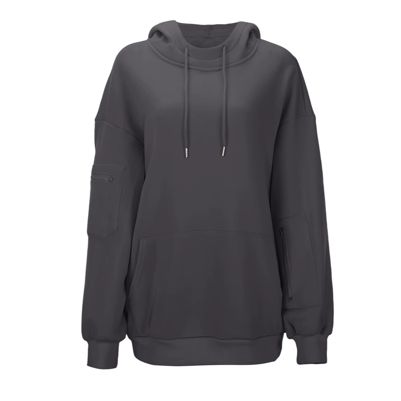 Casual Loose Long Sleeve Solid Color Sweatshirt Women'S Autumn Winter Fashion Comfortable All-Match Simple Design Hoodie